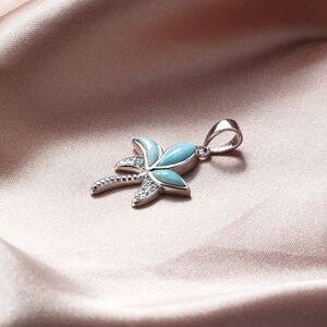 925 Sterling Silver Larimar Gemstone Necklace Jewelry | Silver Necklace